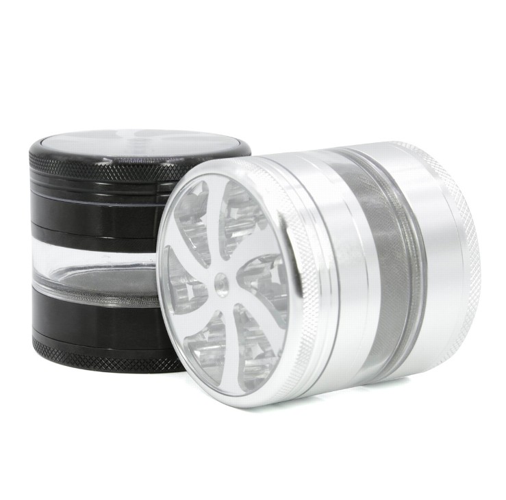 G-8813 4 layer aluminum 2.5 inches the third layer transparent herb grinders