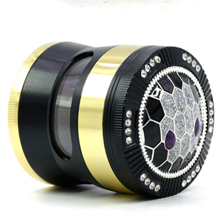 new style tobacco grinder custom Logo 63MM zinc alloy 4 layer window diamond carapax herb grinders for weed 