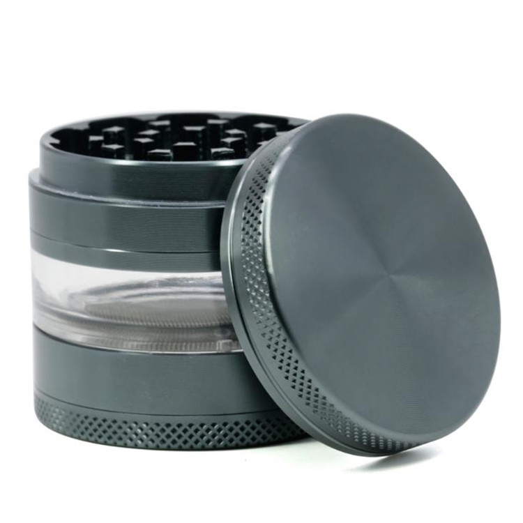 63MM Aluminum Alloy 4 parts transparent herb weed grinder 8821 