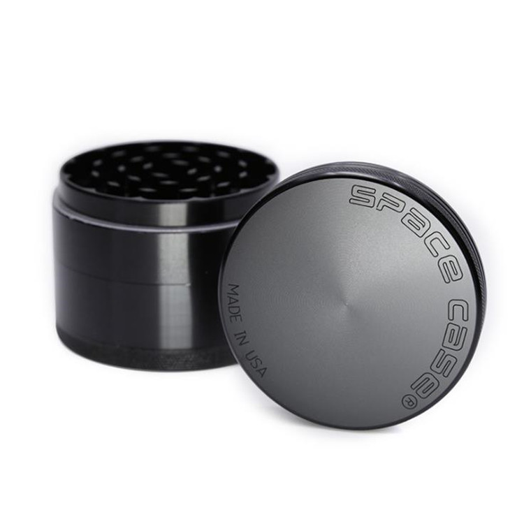 SPACECASE matte black 63mm 4 layer aluminum alloy herb tobacco grinders