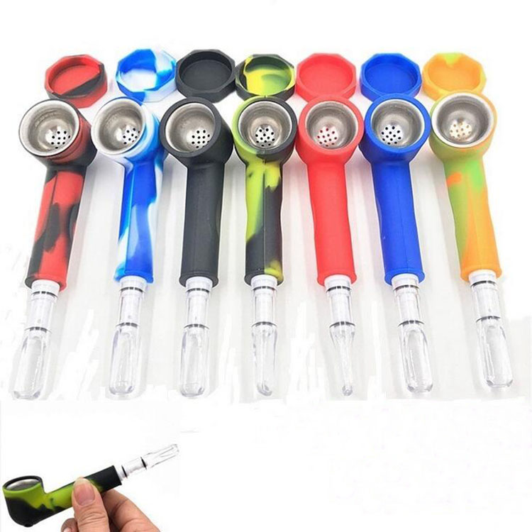Portable silicone smoking pipe camouflage with filter bottle silicone cigarette holder ring