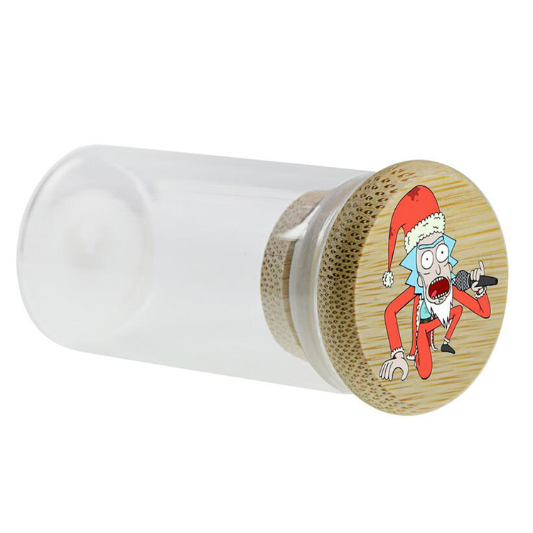 rick morty wholesale smoking accessories custom logo Portable Moistureproof Tobacco glass sealed jars for cannabis 