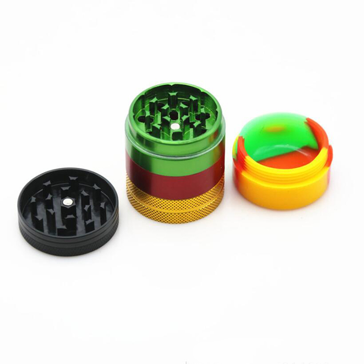 wholesale 5 piece 40mm / 55mm aluminum alloy rubber smoking storage grinders for weed 